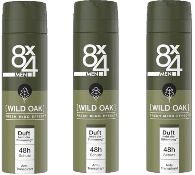 8x4 Deodorant Spray No 8 Wild Oak 150 ml - Voordeelverpakking 3 stuks