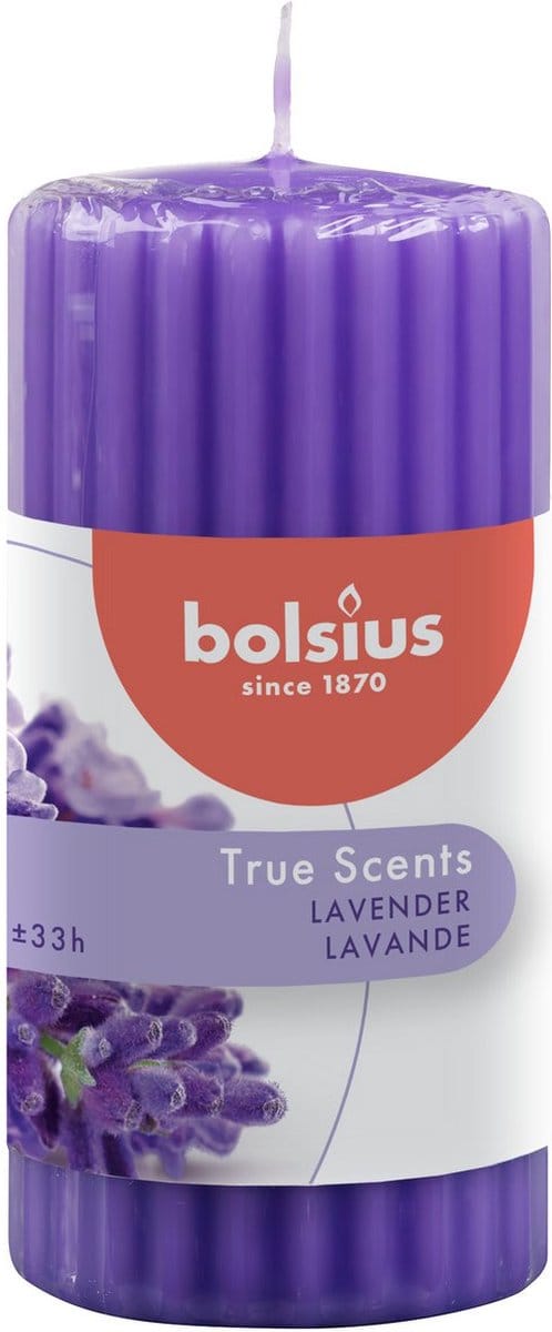 Bolsius - True Scents - Ribbed pillar - 120/58 - Lavender