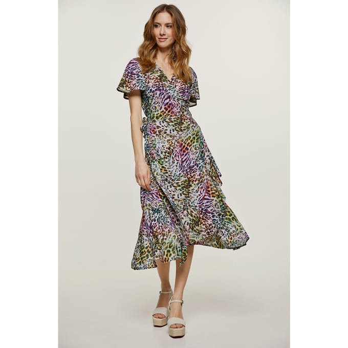 Wikkeljurk met roffeldetails en dierenprint