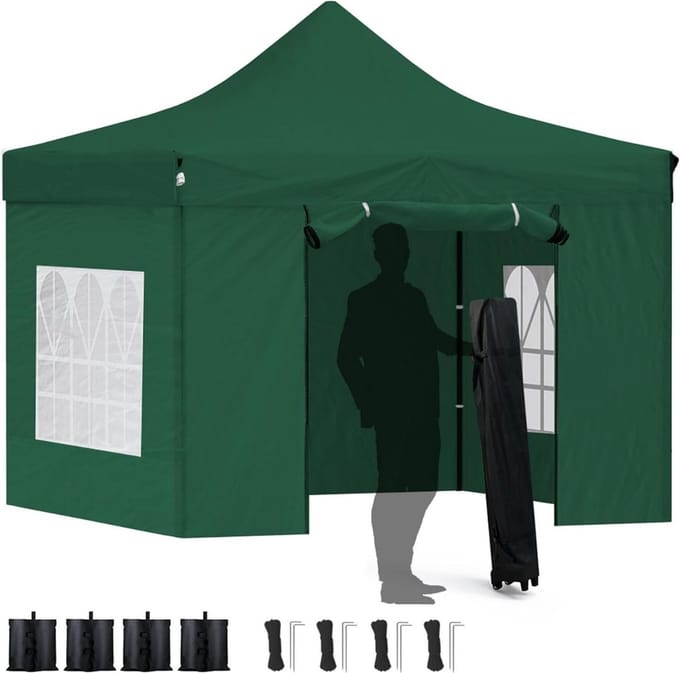 VELTRR® Paviljoen - Easy up Partytent Opvouwbaar - Overkapping - 3x3m - Groen