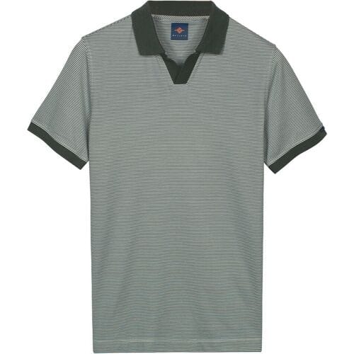 Baileys Polo No Buttons V-Neck Small Yarn Dyed Stripe Thyme Green / male