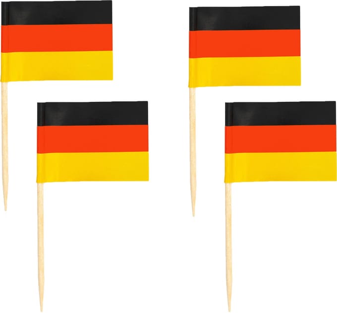 Cocktailprikkers Duitsland mini vlaggetjes - 200x stuks - versiering en feestartikelen - 8 cm