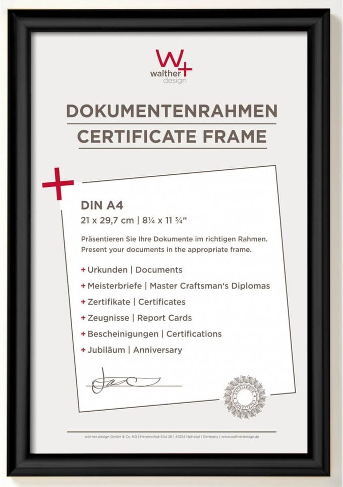 walther+ design KP130B Wissellijst Papierformaat: DIN A4 (b x h x d) 1.70 x 32.80 x 23.80 cm Zwart