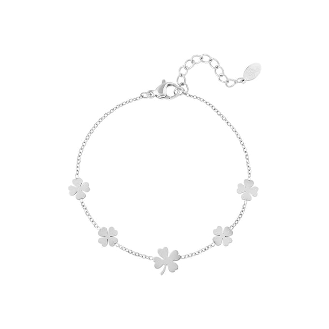 Bijoutheek Armband (sieraad) 5 klavers zilver