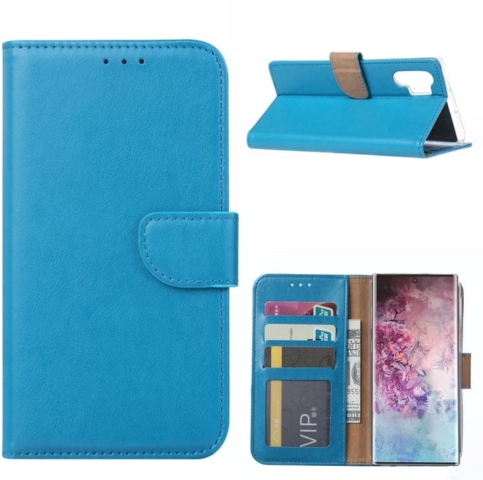 Ntech Portemonnee Hoesje Geschikt Voor Samsung Galaxy Note 10 Plus - Blauw
