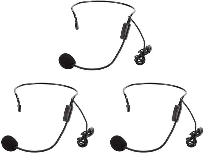 Hoofdband Microfoon - Draadloze Microfoon Set - Presentaties Gidsen - Drie Stuks Set - 1.2 Meter Kabel