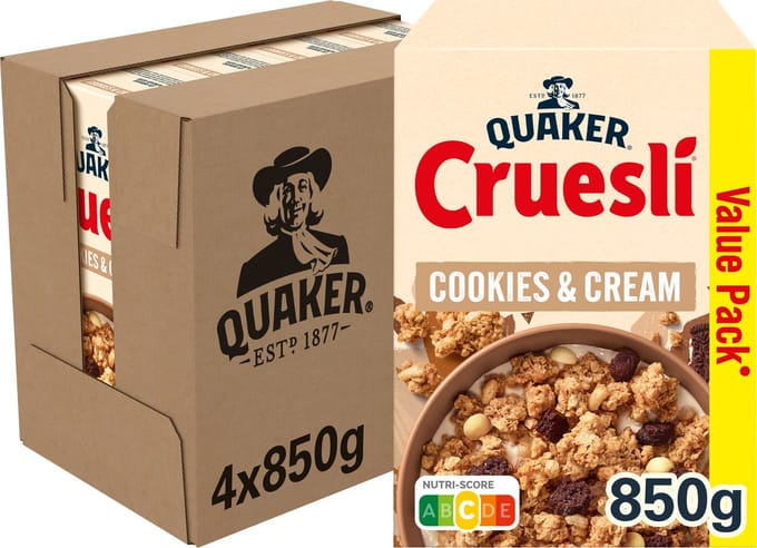 Quaker Cruesli Cookies & Cream - Ontbijtgranen - 4 x 800 gram