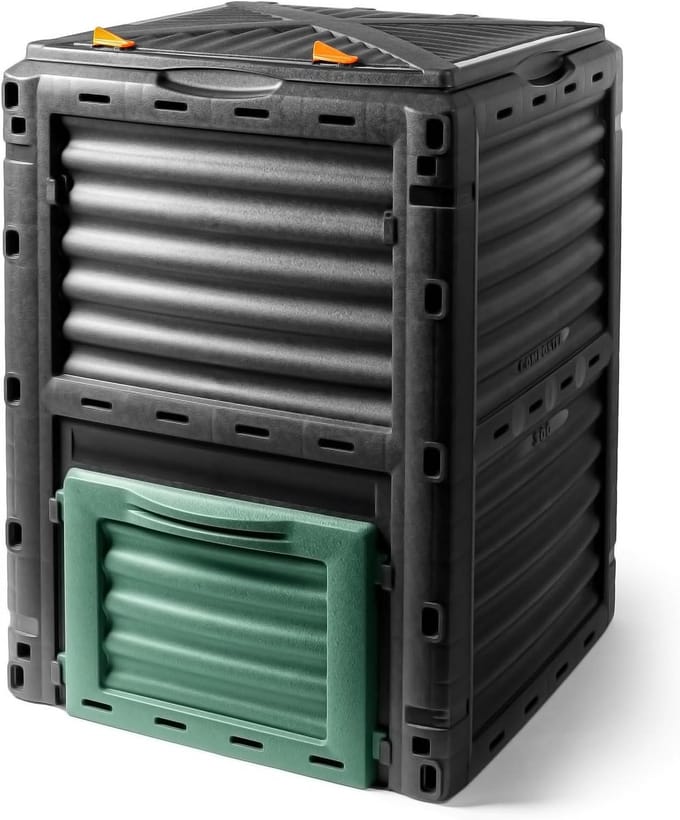 Compostcontainer - Tuinbak - Afval verwerken - Weerbestendig - 300 liter - Zwart