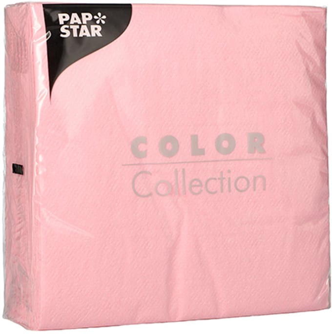 12x 100 Servetten 1-laags 1/4 vouw 33 cm x 33 cm roze
