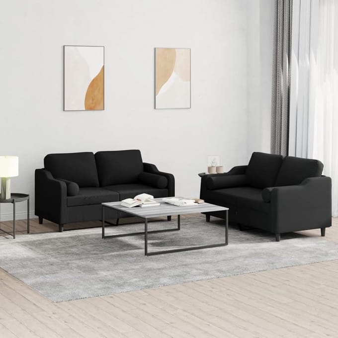 Black 2-Person Fabric Sofa Set – Wit – Industrohome