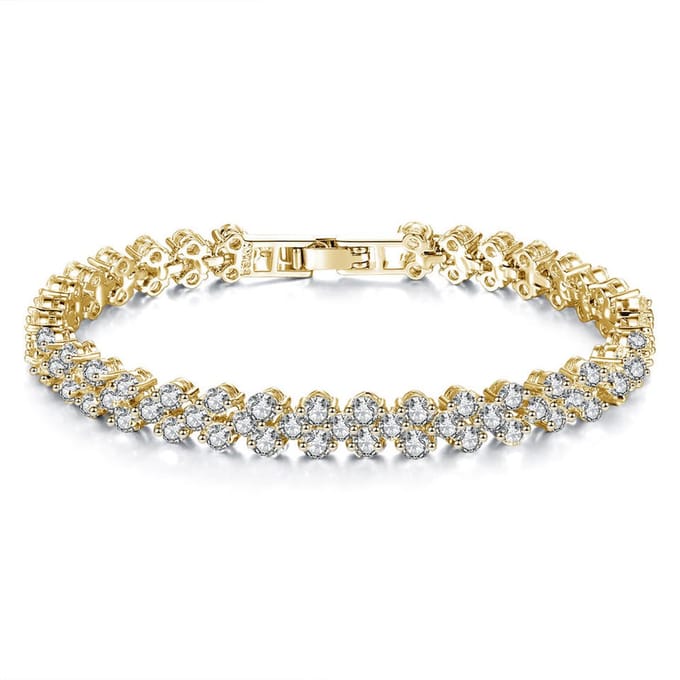 Lumici Kristallen Armband met Hartjes - Goud - 17 cm