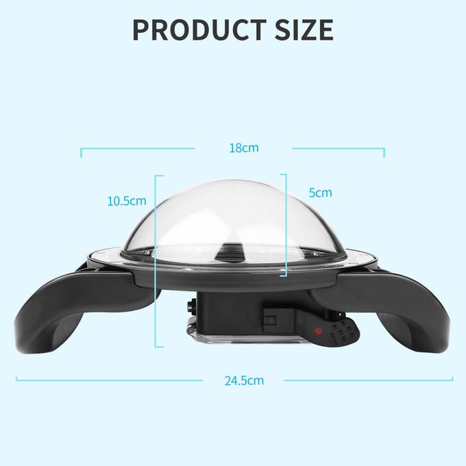 XTGP559 Camera Dual Handle Dome Port Waterdichte behuizing Camera beschermhoes 45m waterdicht zwart