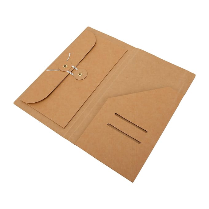 Reisnotitieboek Accessoires Kit Dubbele Zak Reisdagboek Kraft Dossier Map met Elastische Banden Standaard 2-in-1