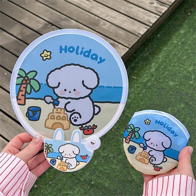 1 Pièce Éventail de Groupe Pliant Mignon Cœur de Fille Éventail Pliant Portable Étudiant Extérieur Portable Tissu Visage Mini Éventail Rond E gray