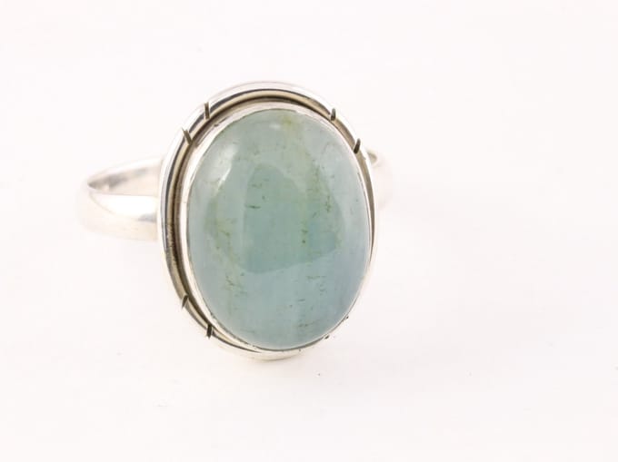 Zilveren ring met aquamarijn - maat 16.5