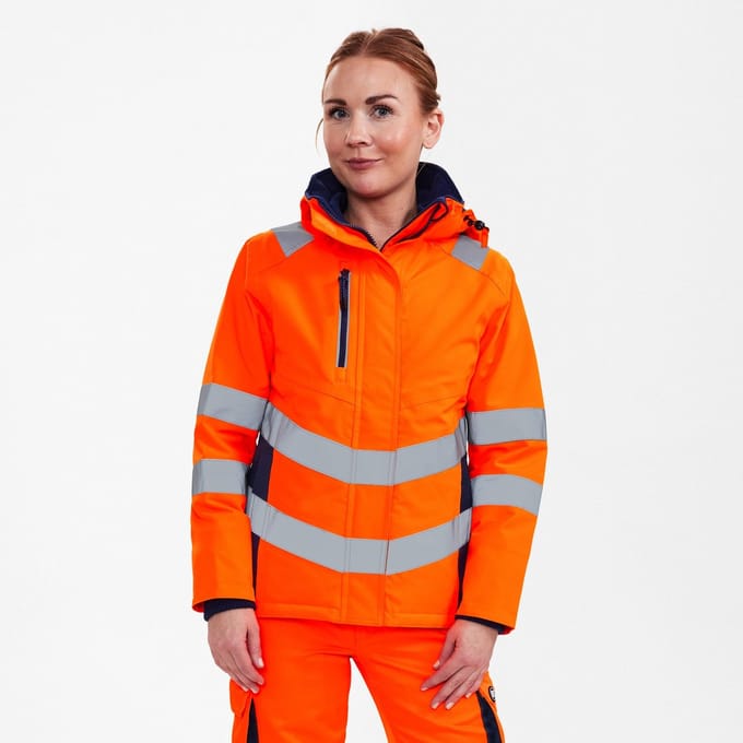 Engel Safety winterjack voor dames 1943-930 - Hi-vis Orange / Blue Ink - M