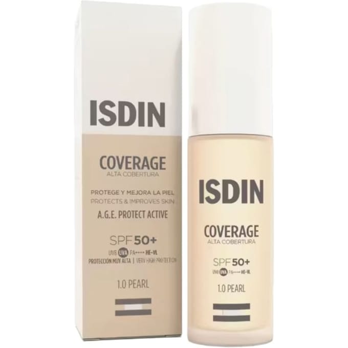 -Isdin Coverage Haute Couvrance Fond de Teint SPF50+ 30 ml (Teinte : 1.0 Pearl)