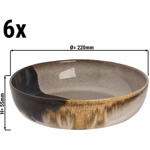 GGM Gastro (6 Stück) AQUAREL - Teller - tief - Ø 220mm - Beige/Blau