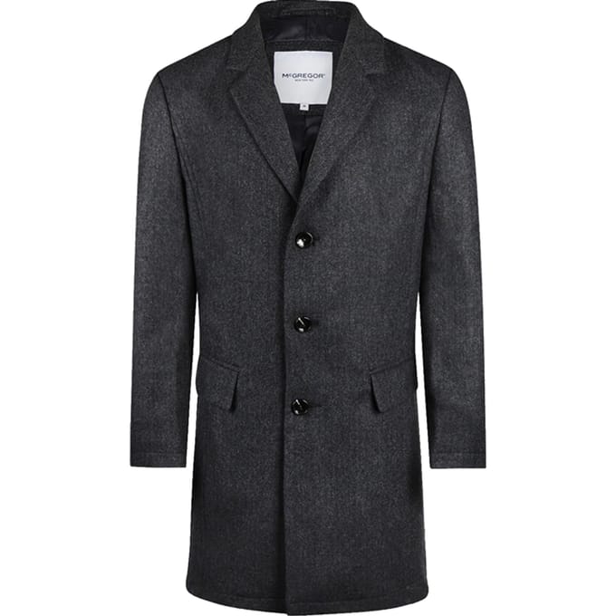 McGregor Wool Herringbone Over Coat Dark Grey Melange Taglia: XXL | Cappotti monopetto Outlet | Uomo | Grigio