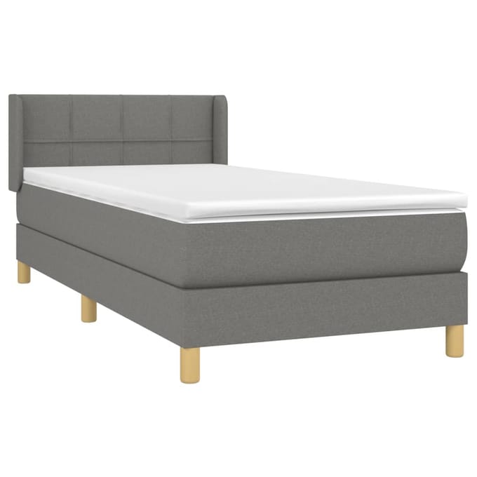 vidaXL - Boxspring - met - matras - stof - donkergrijs - 80x200 - cm