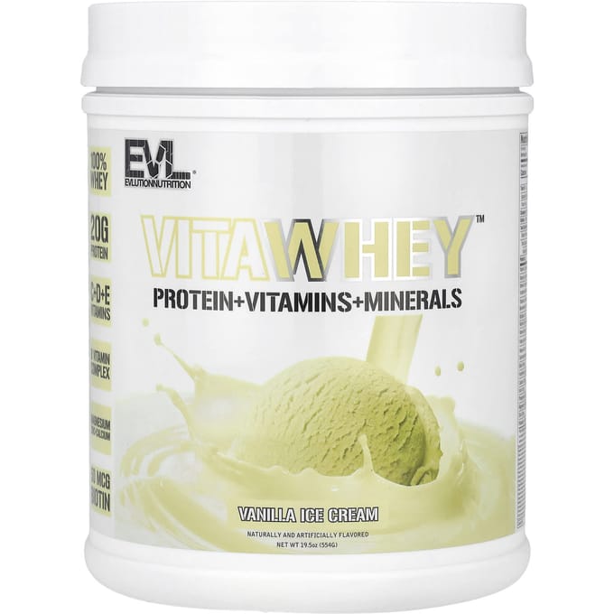 EVLution Nutrition, VitaWhey™, Vanille-ijs, 19,5 oz (554 g)
