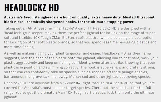 Tackle Tactics TT Headlockz HD jigkop 1/2 oz 4/0 XH 5/pack (3436)