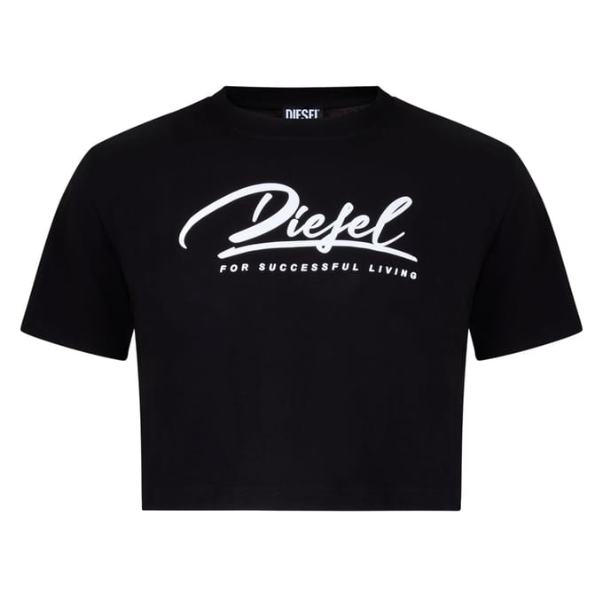 Diesel Dames Script Cropped T-Shirt (Caviar)