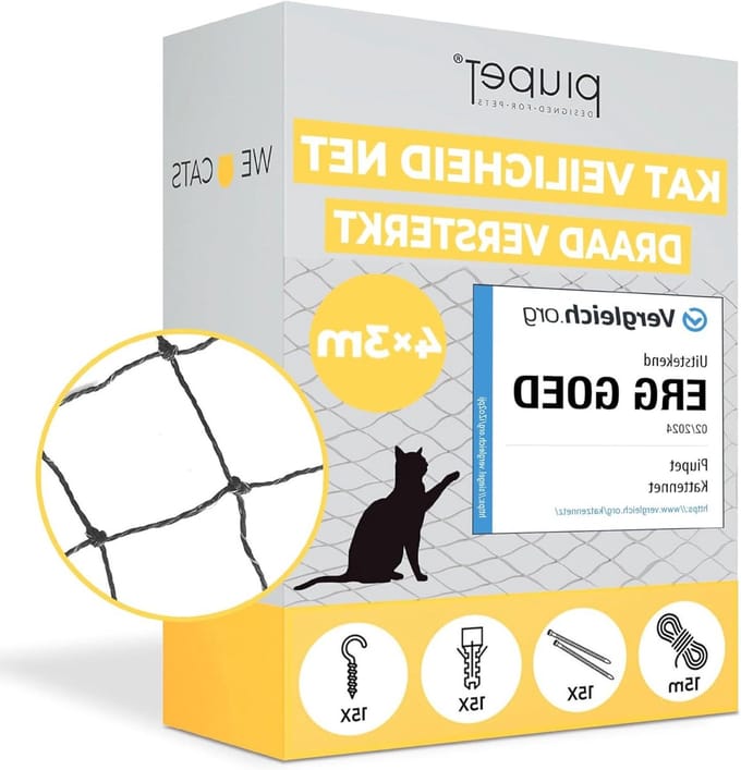 Kattennet - Veiligheidsnet - Balkon Beveiligen - Draadversterkt - 4 x 3 meter - Zwart