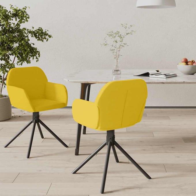 vidaXL - Eetkamerstoelen - draaibaar - 2 - st - fluweel - geel