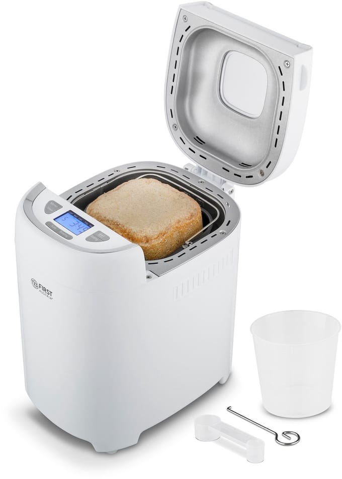 TZS First Austria Broodbakmachine, 700 tot 900 gr Brood - Timer - 13 Bakprogramma's - 550W - Wit