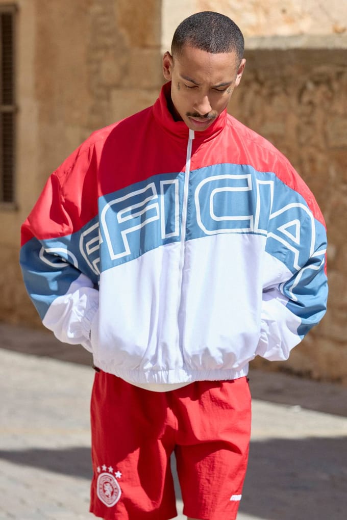 Oversized Official Colour Block Sports Jacket | Red | Size Medium