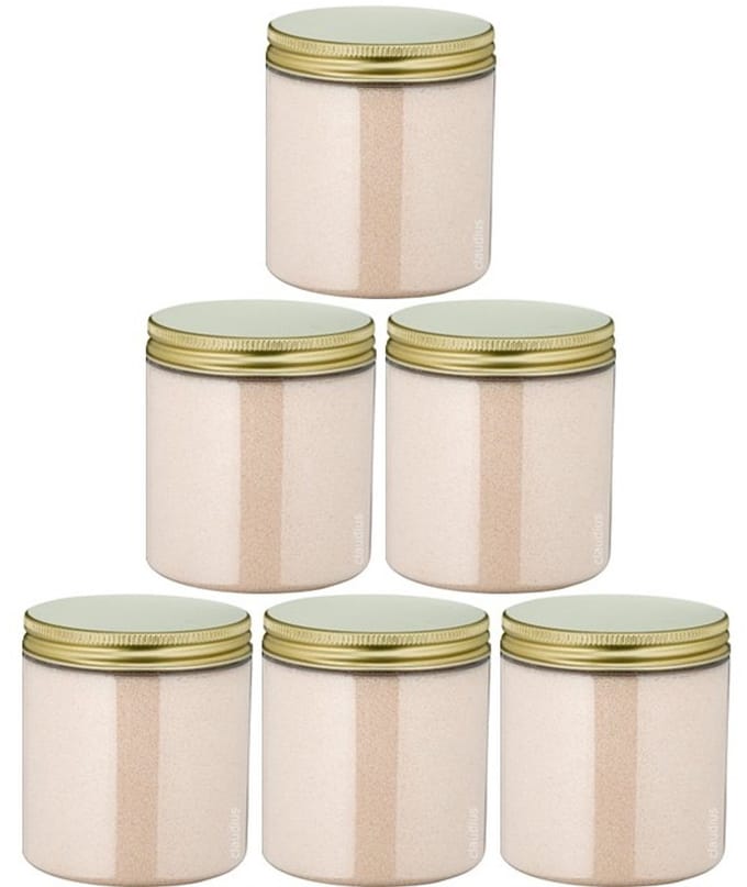 Scrubzout Amandel - 300 gram - Pot met gouden deksel - set van 6 stuks - Hydraterende Lichaamsscrub