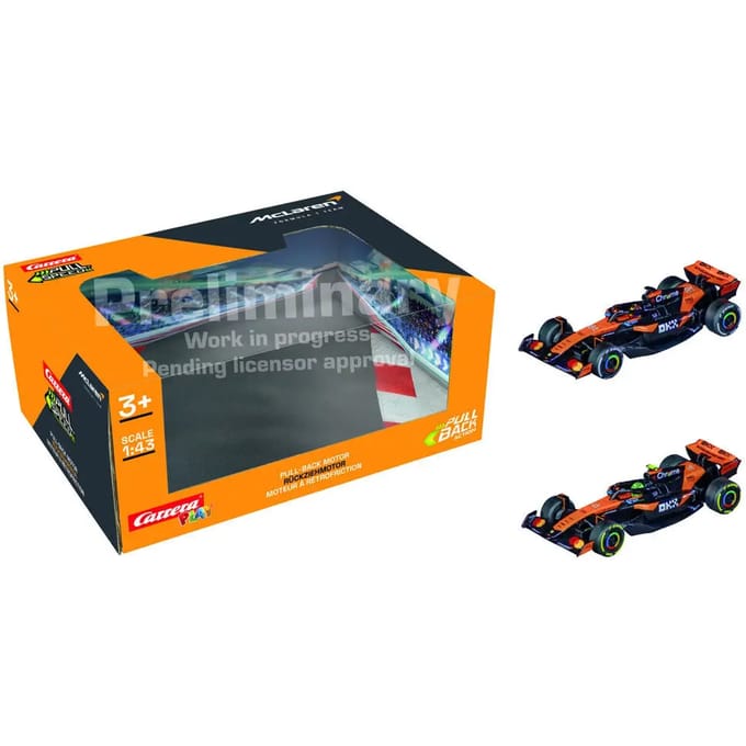 Carrera Speelgoedvoertuig - Pull and Speed - McLaren Formula 1 Team - Norris vs. Piastri - Pull Back Auto - Terugtrekauto - 1:43 - 2 Stuks
