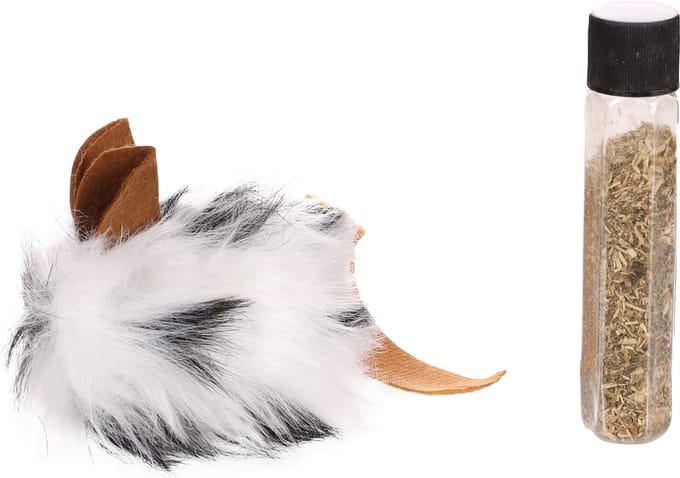 Flamingo - Kattenspeelgoed Pluche Muis Met Catnip - Beige - 17 x 9 x 2 cm
