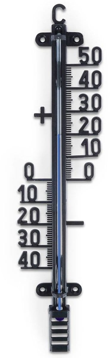 Pro Garden Tuin/buiten thermometer - L25 cm - zwart - polypropyleen