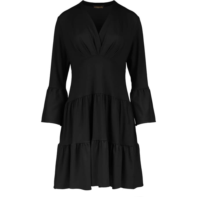 Zwarte jersey jurk met ruches