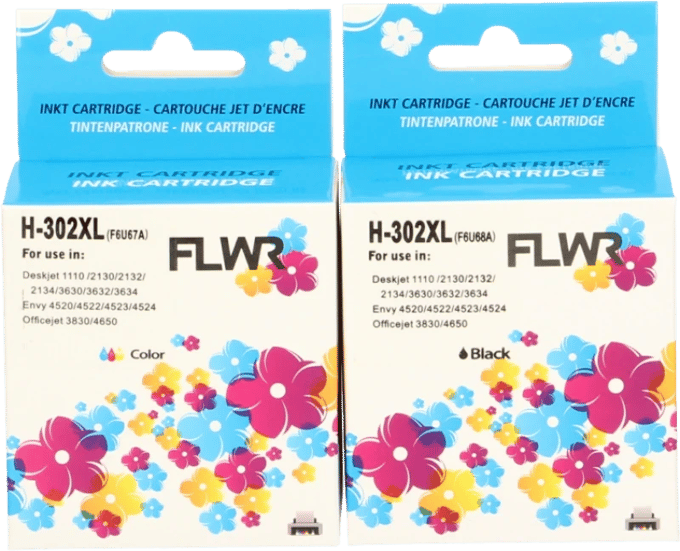 FLWR - Inktcartridge / 302XL / Zwart & Kleur 2-pack - Geschikt voor HP