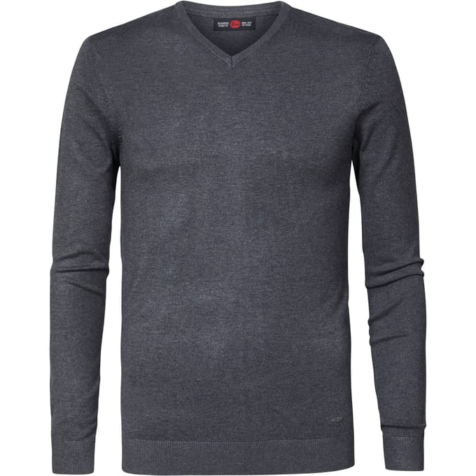 Petrol Industries - Heren Essential V-Neck Knit  - Grijs