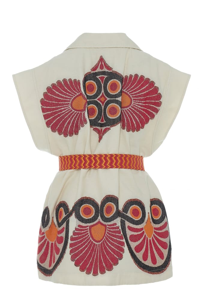 Devotion Twins Laugh Vest Jacket Jacquard With Belt Red Orange Größe: S | Blazer Outlet | Damen | Rot