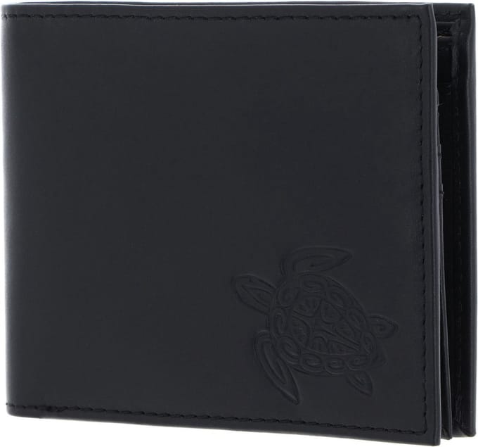 oxmox Leren portemonnee Leather Querscheinbörse Turtle Embossed Black zwart