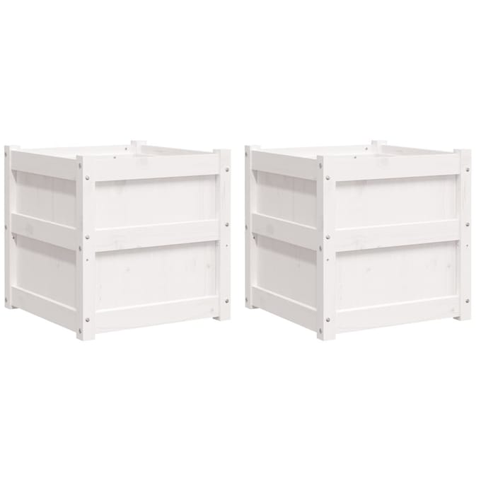 vidaXL - Plantenbakken - 2 - st - cm - massief - grenenhout - wit