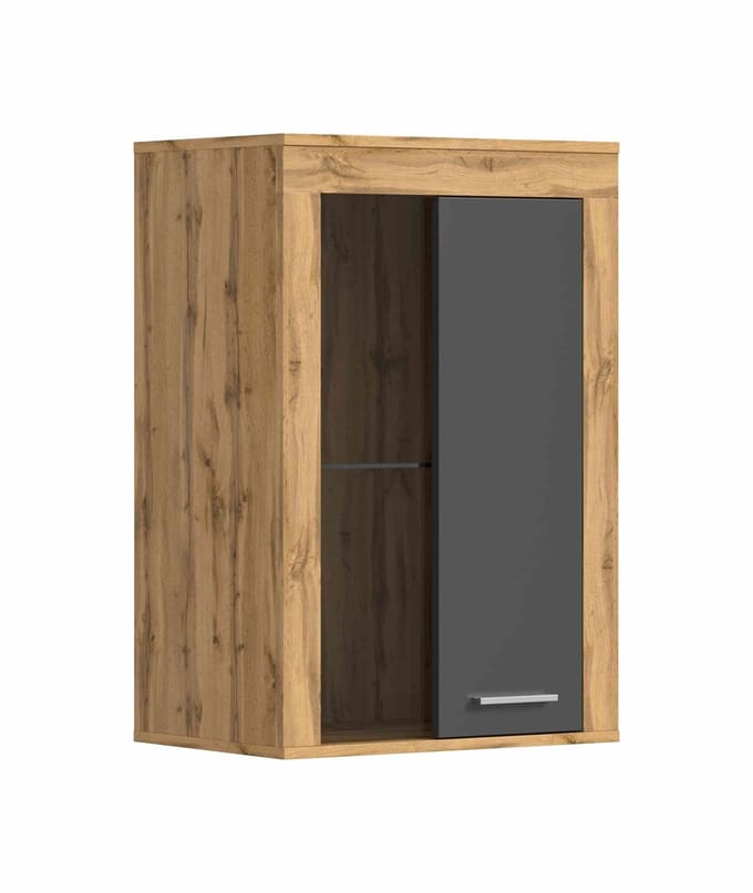 Jam hang/staande vitrinekast grijs melamine Wotan Eiken NB - 35x60x86cm