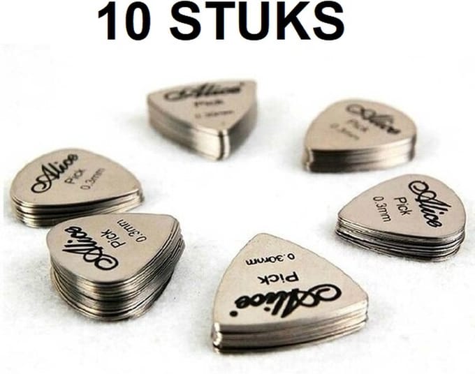 10 Stuks Metalen Plectrums – Gitaar Plectrum Metaal – 0.3 mm dikte