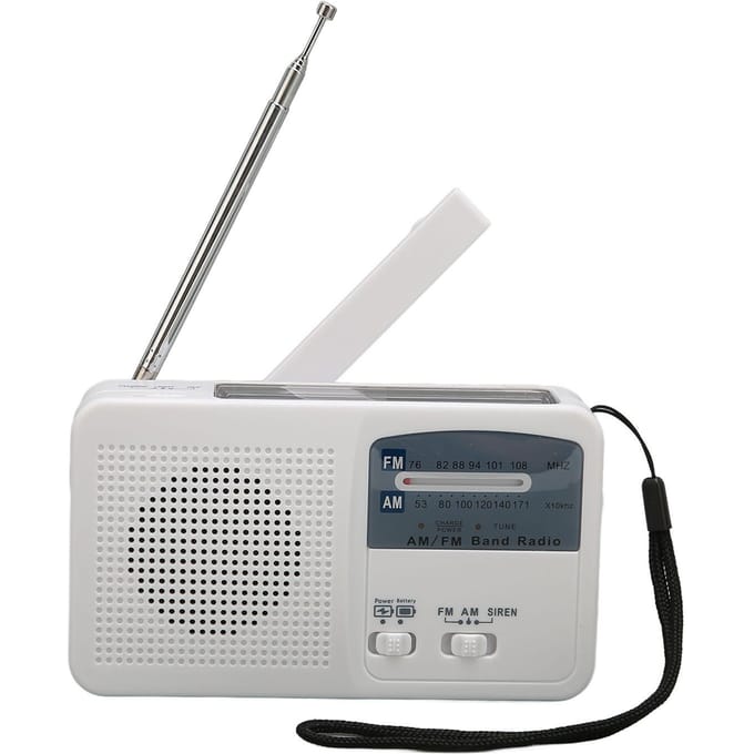 Zonne-Handkurbelradio Multifunctioneel Draagbaar Oplaadbaar Noodradio met LED-Zaklamp voor wit