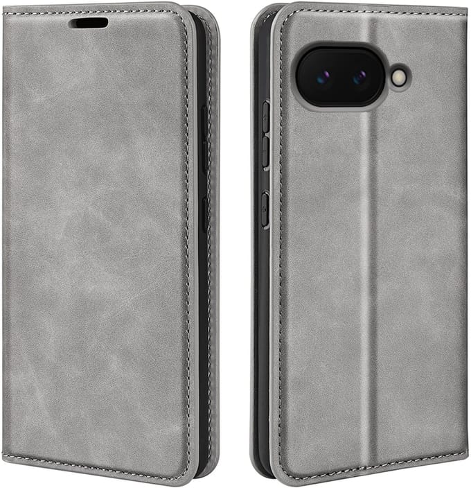 MobyDefend Hoesje - Geschikt voor Google Pixel 9a - Luxe Wallet Bookcase (Magnetische Sluiting) - Grijs