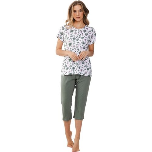 Pastunette Pyjama Green Breeze - Bio Katoen - Wit/Groen - Maat 38