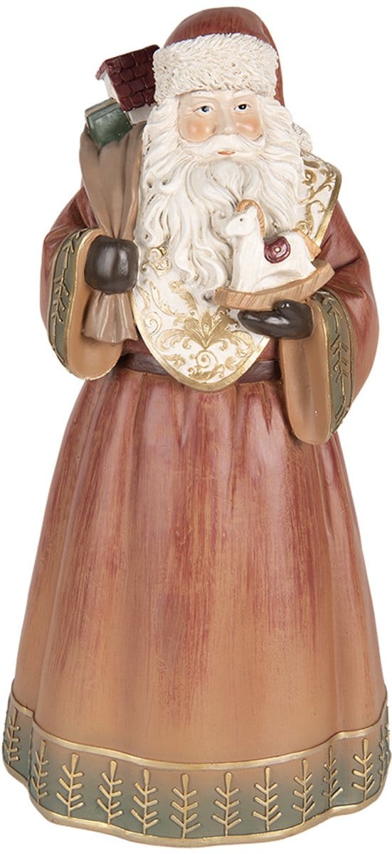 Clayre & Eef Kerstdecoratie Beeld Kerstman 20x18x39 cm Rood Kunststof