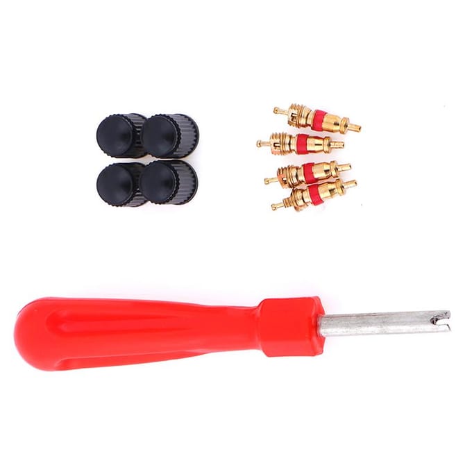 1Set Bandventiel Service Kit Ventielkernen Schroevendraaier Bandreparatie Auto Motor red