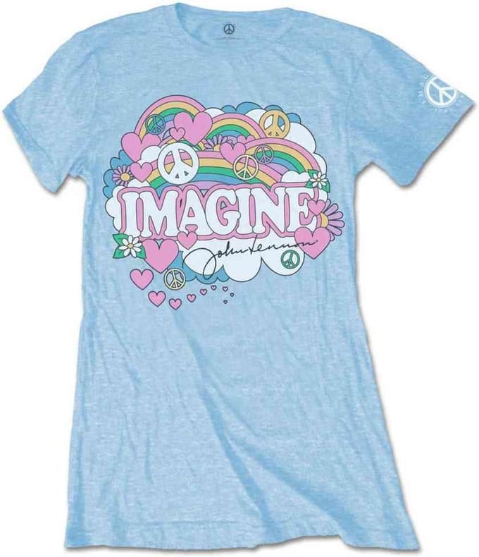 John Lennon - Rainbows, Love & Peace Dames T-shirt - XL - Blauw
