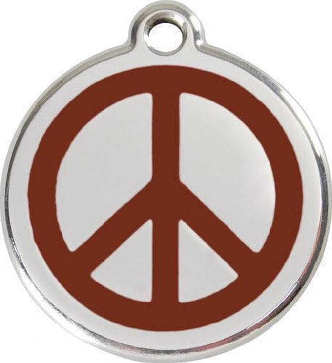 Red Dingo Hondenpenning 20 mm peace bruin